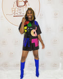 Shine all night in the Letters For Me Dress! This oversized sequin tunic is giving bold and playful with color block details.

-Semi-stretch fit
-Round neckline
-Short sleeves
-All-over sequin design
-Graphic print
-Underlining for comfort
-65% Polyester,&nbsp;35% cotton
